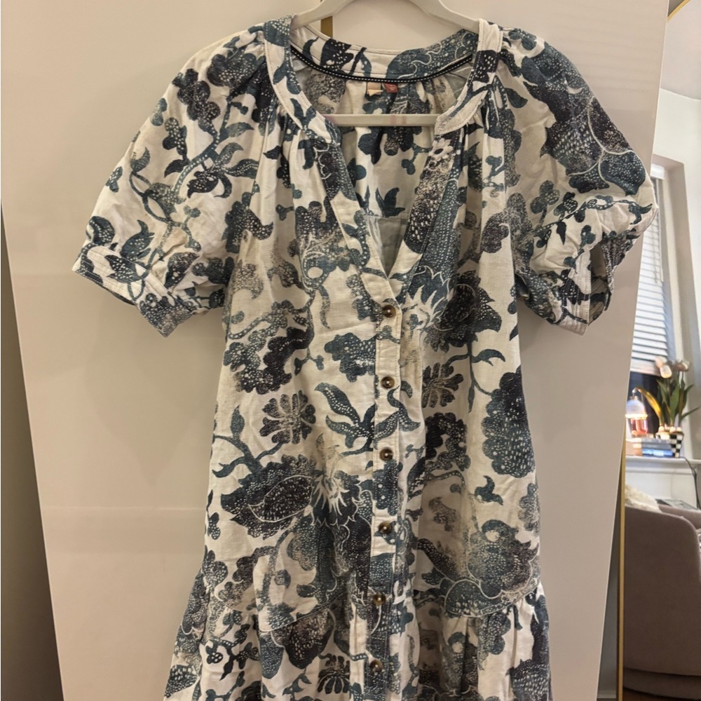 Pilcro Green and White Patterned Dress